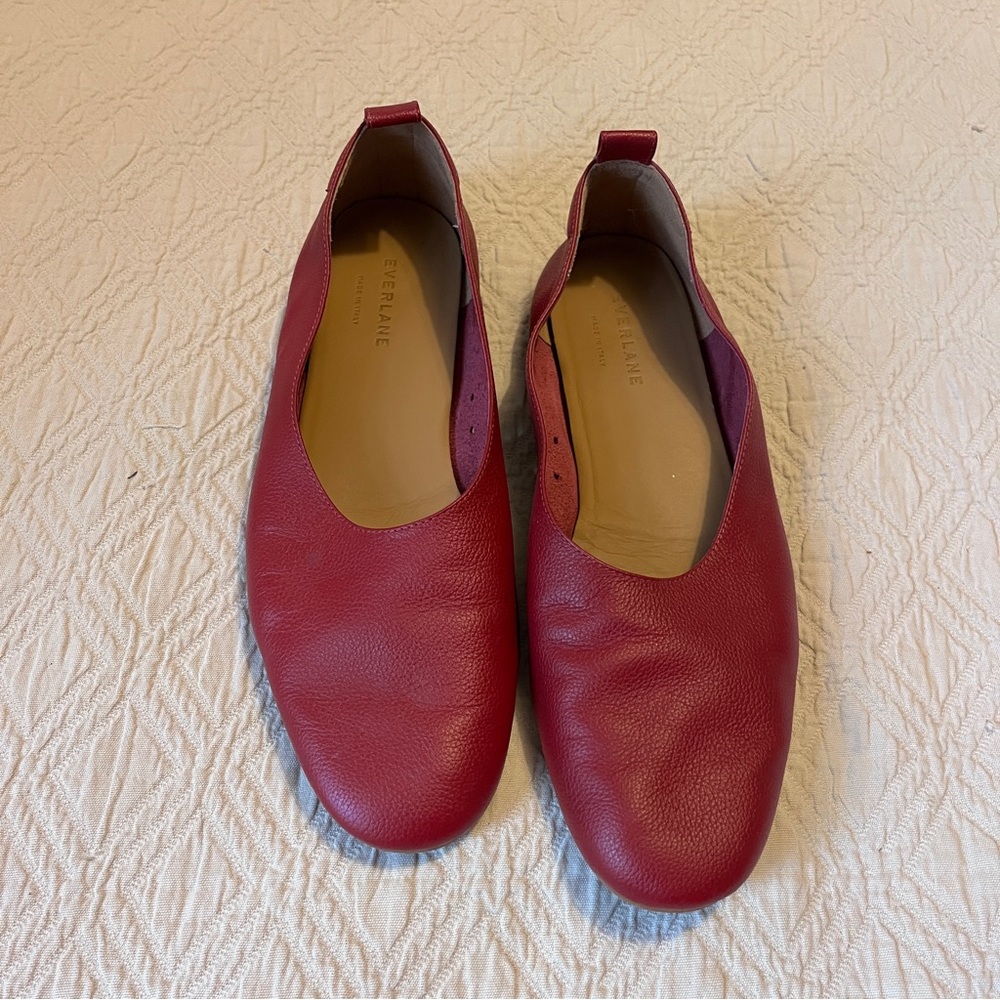 Everlane Red Leather Day Glove Flats, 9